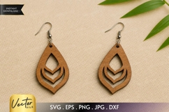 Layered Leaf Teardrop Earrings SVG | Laser Cut Jewelry Product Image 1
