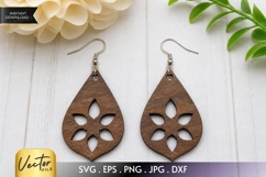 Floral Teardrop Earrings SVG | Laser Cut Jewelry Product Image 1
