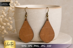 Solid Rounded Teardrop Earrings SVG| Laser Cut Jewelry Product Image 1