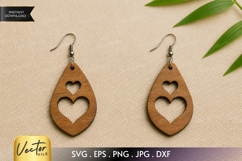 Double Heart Teardrop Earrings SVG | Laser Cut Jewelry Product Image 1