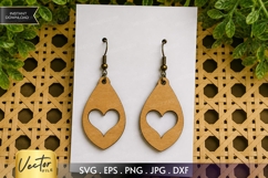 Heart Cutout Teardrop Earrings SVG | Laser Cut Jewelry Product Image 1