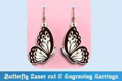 Butterfly Pendant Earrings SVG | Small Laser Cut Design Product Image 1
