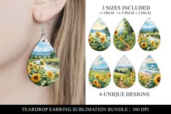 Watercolor Sunflower Teardrop Earring Sublimation Bundle Product Image 1