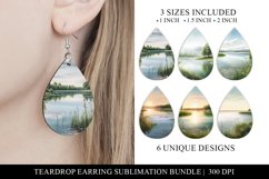 Watercolor Lake Teardrop Earring Sublimation Designs Product Image 1
