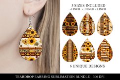Rustic Country Sunflower Teardrop Earring Sublimation Bundle Product Image 1
