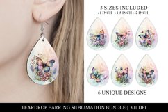 Watercolor Butterflies Teardrop Earring Sublimation Designs Product Image 1