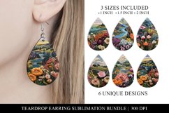 Faux Embroidery Floral Tear Drop Earring Sublimation Bundle Product Image 1