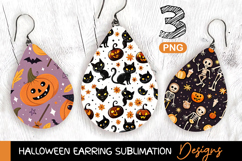 Halloween Skeleton Earring Sublimation - Teardrop Earring Product Image 1