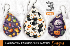 Earring Sublimation, Teardrop Halloween Earring PNG Product Image 1