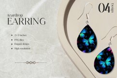 Neon Butterflies Teardrop Earring Sublimation Design Product Image 1