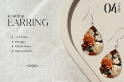 Beige roses Teardrop Earring Sublimation Design Product Image 1