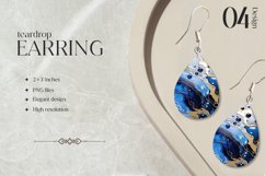 Blue Marble Teardrop Earring Sublimation Design Product Image 1