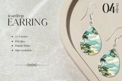Tropical Beach Teardrop Earring Sublimation Design Product Image 1