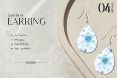 Snowflakes Teardrop Earring Sublimation Design Product Image 1
