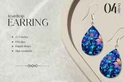 Holographic Flower Teardrop Earring Sublimation Design Product Image 1