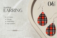 Red Plaid Teardrop Earring Sublimation Design Product Image 1