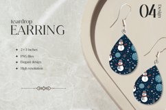 Snow ManTeardrop Earring Sublimation Design Product Image 1