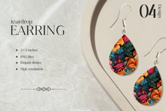 Bright flowers Teardrop Earring Sublimation Design Product Image 1