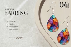 Alcohol Ink Teardrop Earring Sublimation Design Product Image 1