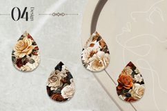 Beige roses Teardrop Earring Sublimation Design Product Image 2