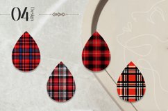 Red Plaid Teardrop Earring Sublimation Design Product Image 2