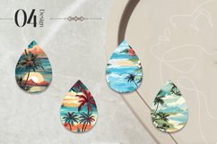 Tropical Beach Teardrop Earring Sublimation Design Product Image 2