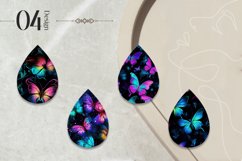 Neon Butterflies Teardrop Earring Sublimation Design Product Image 2
