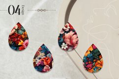 Bright flowers Teardrop Earring Sublimation Design Product Image 2