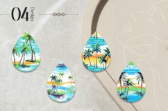 Tropical Beach Teardrop Earring Sublimation Design Product Image 2
