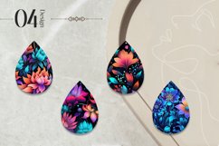Holographic Flower Teardrop Earring Sublimation Design Product Image 2