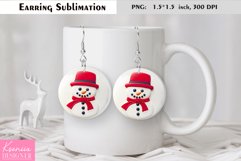3d Cartoon Smiling Snowman| Round Earring Sublimation Product Image 1