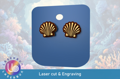 Shell Stud Earrings SVG Cut File Jewelry Laser Cut Template Product Image 1