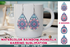 Watercolor Mandala Teardrop Earrings Sublimation Design Product Image 1