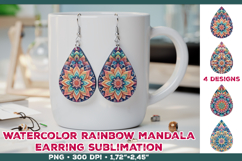 Watercolor Mandala Teardrop Earrings Sublimation Design Product Image 1