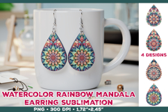 Watercolor Mandala Teardrop Earrings Sublimation Design Product Image 1