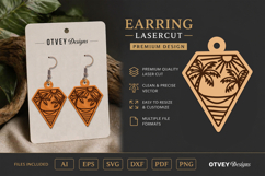 Earring Tropical Paradise SVG | Beach Sunset Laser Cut Product Image 1