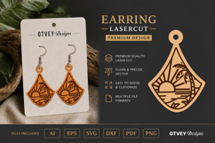 Earring Tropical Paradise SVG | Beach Sunset Laser Cut Product Image 2