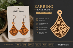 Earring Tropical Paradise SVG | Beach Sunset Laser Cut Product Image 1