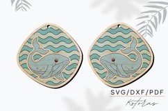 Waves and Whale Engraved Earrings Digital Download Product Image 5