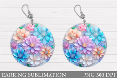 Flowers Earring Design. Floral Earring Sublimation Product Image 1