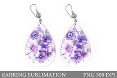 Floral Earring Sublimation. Flowers Earring Design Product Image 1