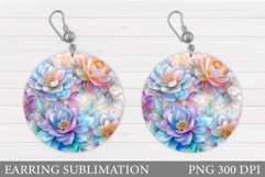 Flowers Earring Design. Floral Earring Sublimation Product Image 1