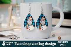 Christmas teardrop earring design | Snowman earring PNG
