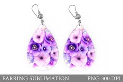 Flowers Teardrop Earring Design. Flowers Earring Sublimation Product Image 1