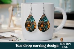 Leather floral teardrop earring sublimation design