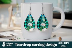 Christmas snowman teardrop earring sublimation design