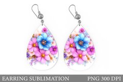 Flowers Earring Design. Floral Earring Sublimation Product Image 1