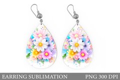Flowers Earring Design. Floral Earring Sublimation Product Image 1