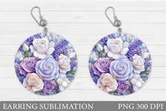 Roses Round Earring Design. Roses Earring Sublimation Product Image 1
