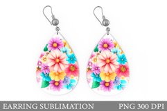 Flowers Earring Design. Floral Earring Sublimation Product Image 1